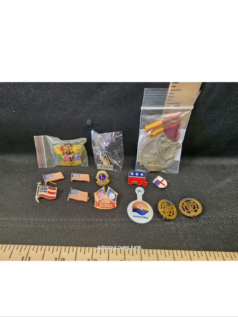 Vintage Pinback Lot Advertising Political Patriotic Flags Autism Military Used
